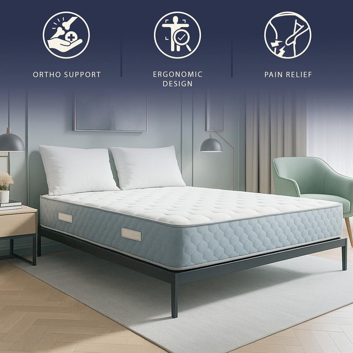 THE WHITE STONE Matelas Orthopédique 80x190 cm en Waterfoam & Mémoire de Forme | Hauteur 22 cm | Dispositif Médical Classe 1 | Hypoallergénique & Anti-acariens | Fabriqué en Italie