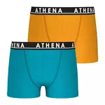 Athena Lot de 2 boxers garçon Citypack Easy Color. Coloris disponibles : Bleu, Noir