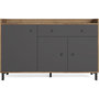 Voir la diapositive 1 : HOMIFAB Buffet 3 portes 1 tiroir gris anthracite et effet bois 136 cm - Aurelia