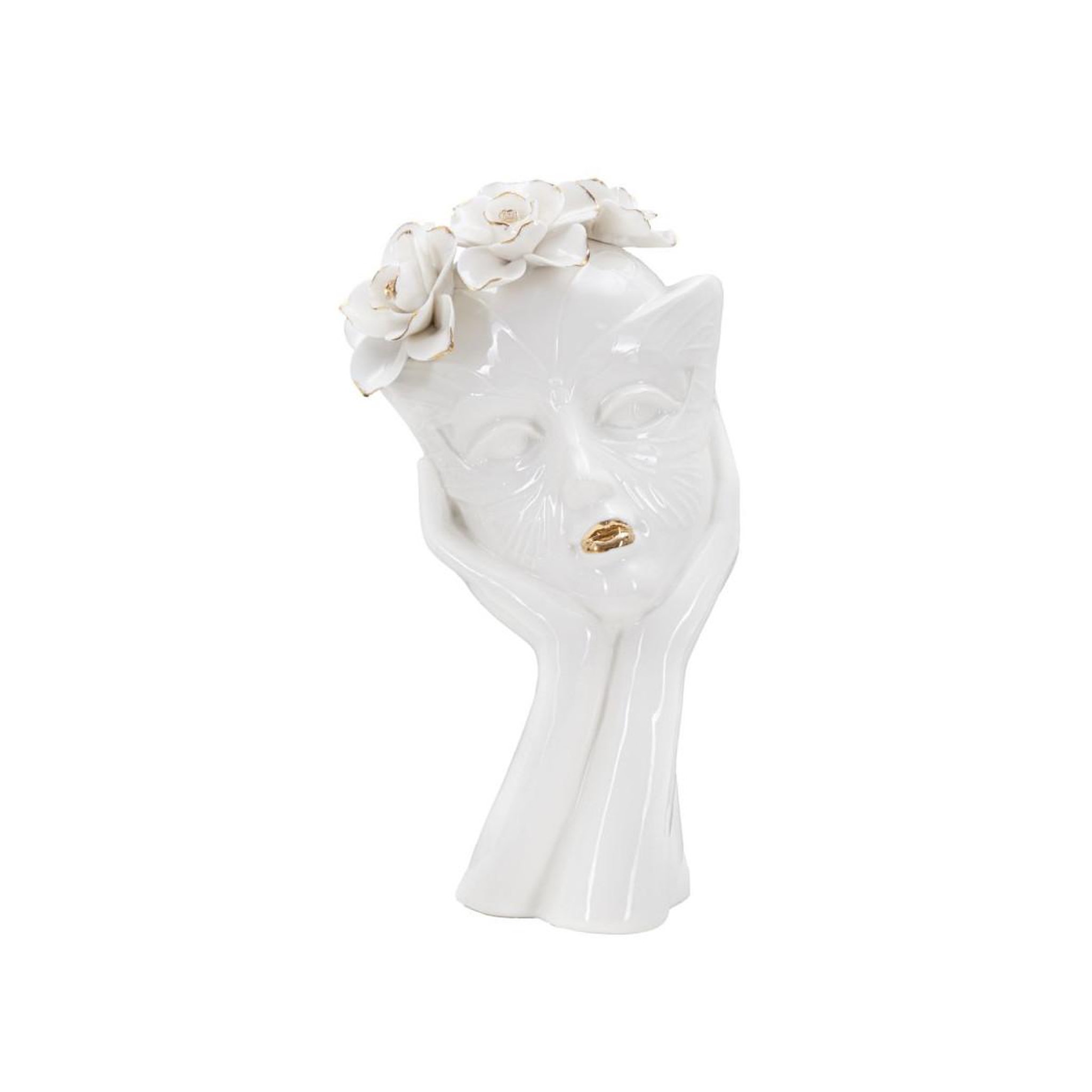Paris Prix Vase déco en porcelaine  woman mask  27cm blanc