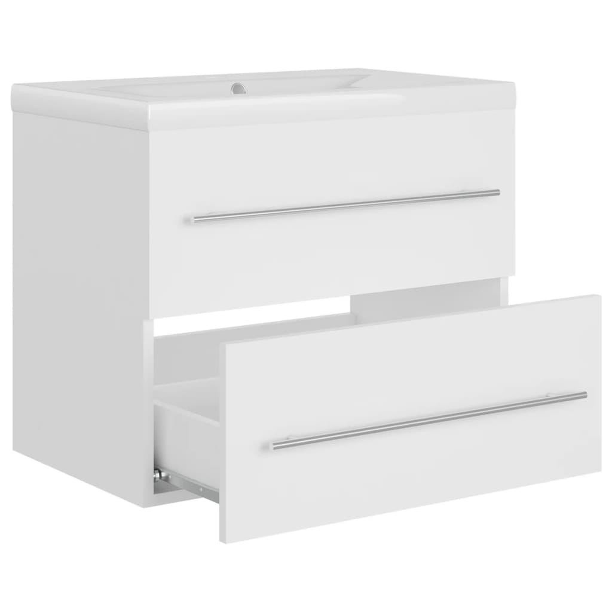Voir la diapositive 5 : VIDAXL Armoire d'evier avec lavabo integre Blanc Agglomere