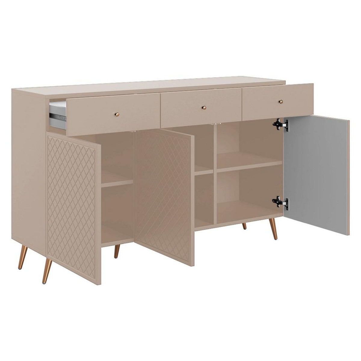 BEST MOBILIER Sorolla - buffet bas - 3 portes et 3 tiroirs - 150 cm