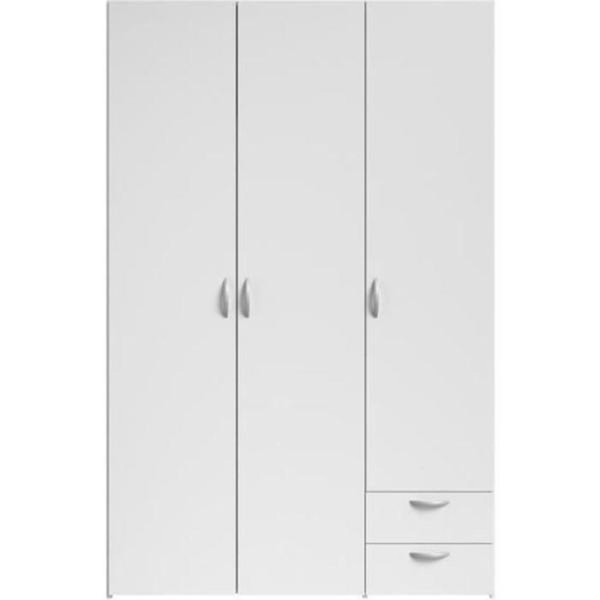 PARISOT Armoire VARIA - Décor blanc - 3 portes + 2 tiroirs - L 120 x H 185 x P 51 cm - PARISOT