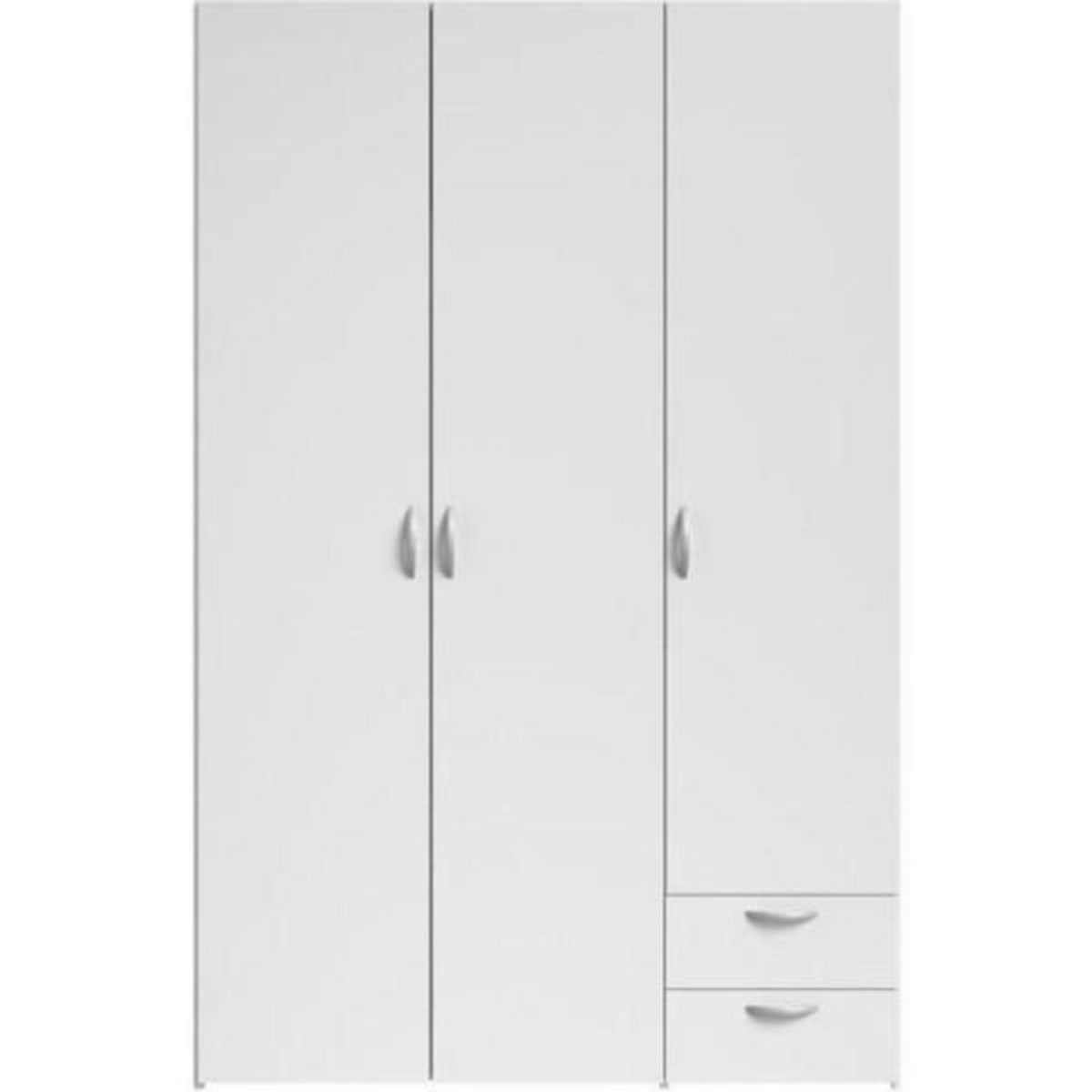 PARISOT Armoire VARIA - Décor blanc - 3 portes + 2 tiroirs - L 120 x H 185 x P 51 cm - PARISOT