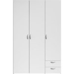 PARISOT Armoire VARIA - Décor blanc - 3 portes + 2 tiroirs - L 120 x H 185 x P 51 cm - PARISOT