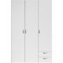 Voir la diapositive 1 : PARISOT Armoire VARIA - Décor blanc - 3 portes + 2 tiroirs - L 120 x H 185 x P 51 cm - PARISOT
