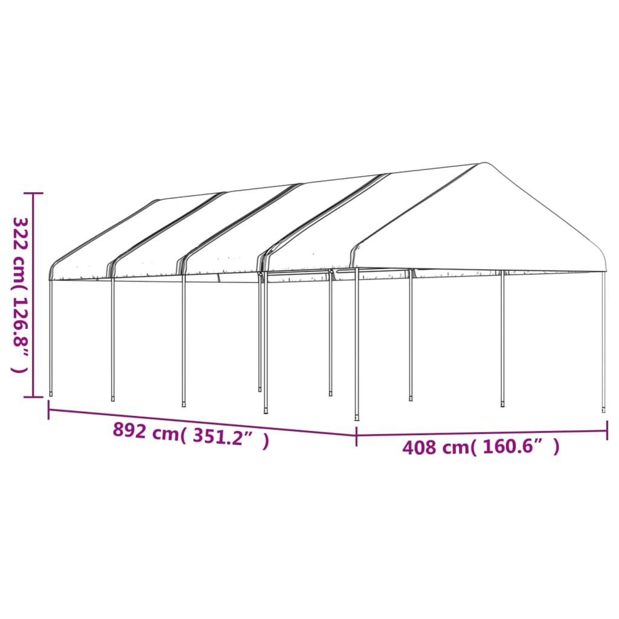 Voir la diapositive 5 : VIDAXL Belvedere avec toit blanc 8,92x4,08x3,22 m polyethylene