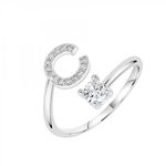 SC CRYSTAL Bague lettre C ajustable SC Crystal ornée de Zirconium. Coloris disponibles : Gris
