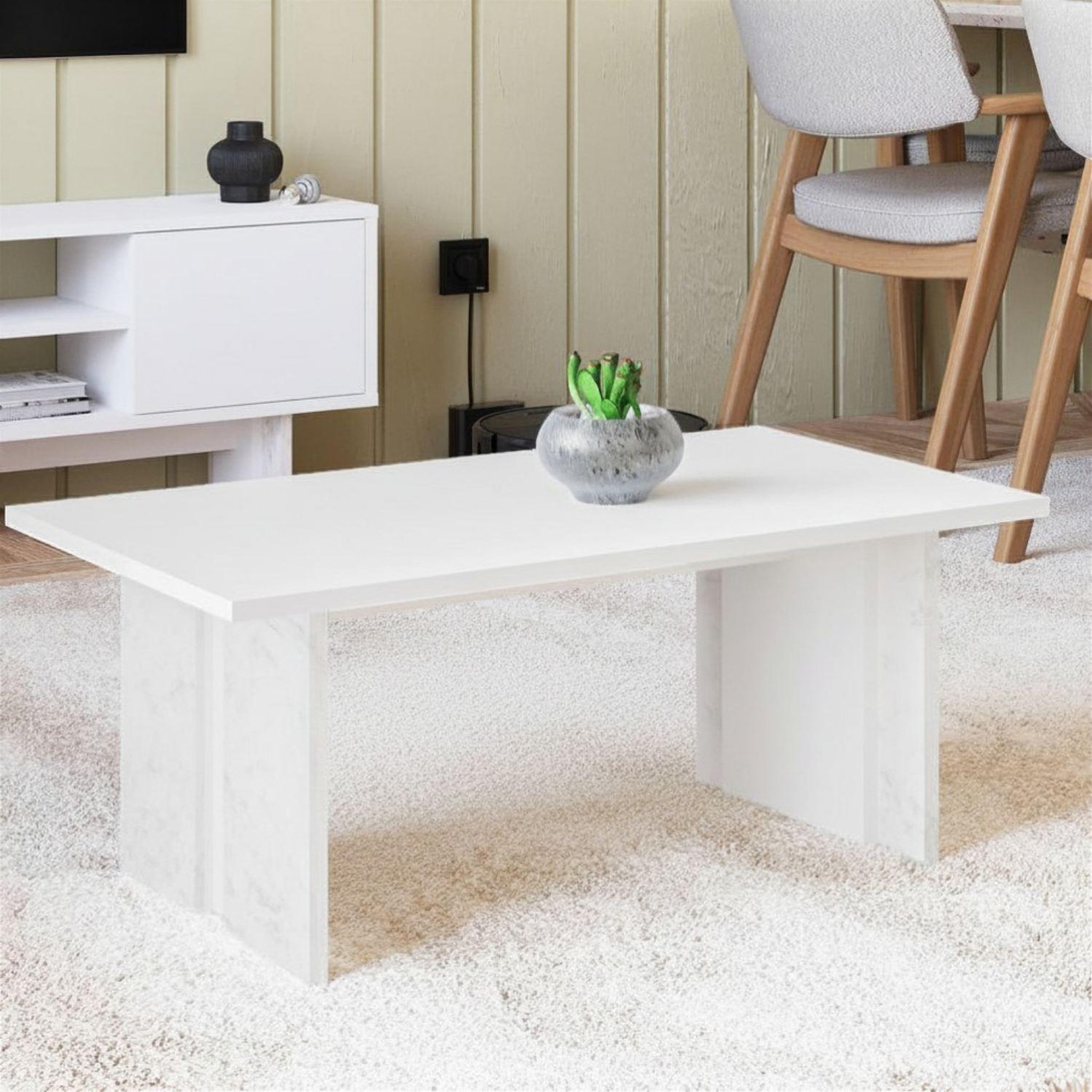 Voir la diapositive 4 : Habitat et Jardin Table basse en bois  ravello  - 90 x 50 x 40 cm - blanc