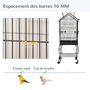 Voir la diapositive 6 : PAWHUT Cage à oiseaux sur pied volière avec 2 mangeoires perchoirs plateau amovible poignée et roulettes - 50 x 58 x 137-145 cm noir