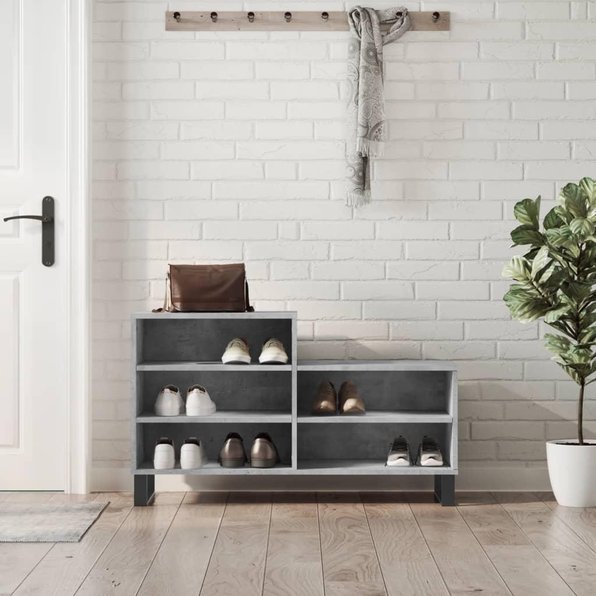VIDAXL Armoire a chaussures Gris beton 102x36x60 cm Bois d'ingenierie