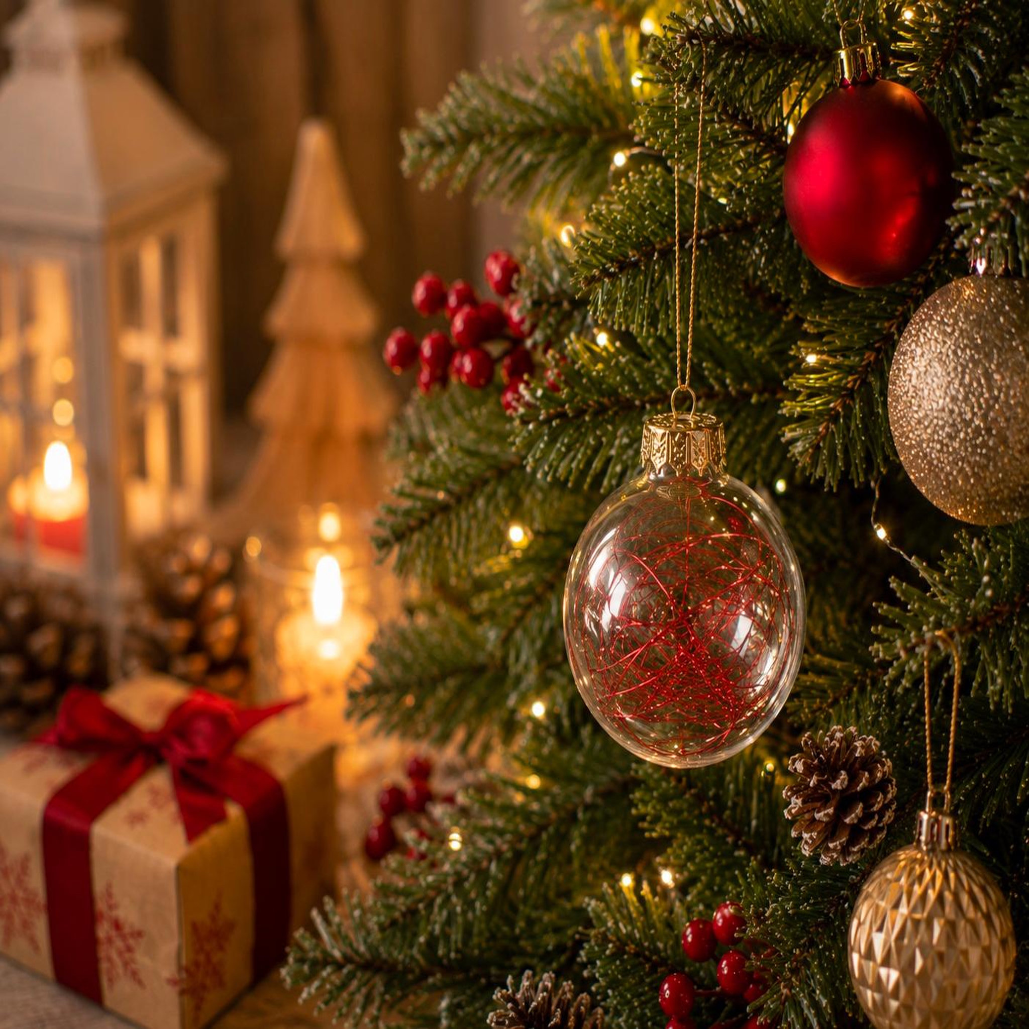 Voir la diapositive 3 : Eden Boule de noël transparente avec cheveux d'ange