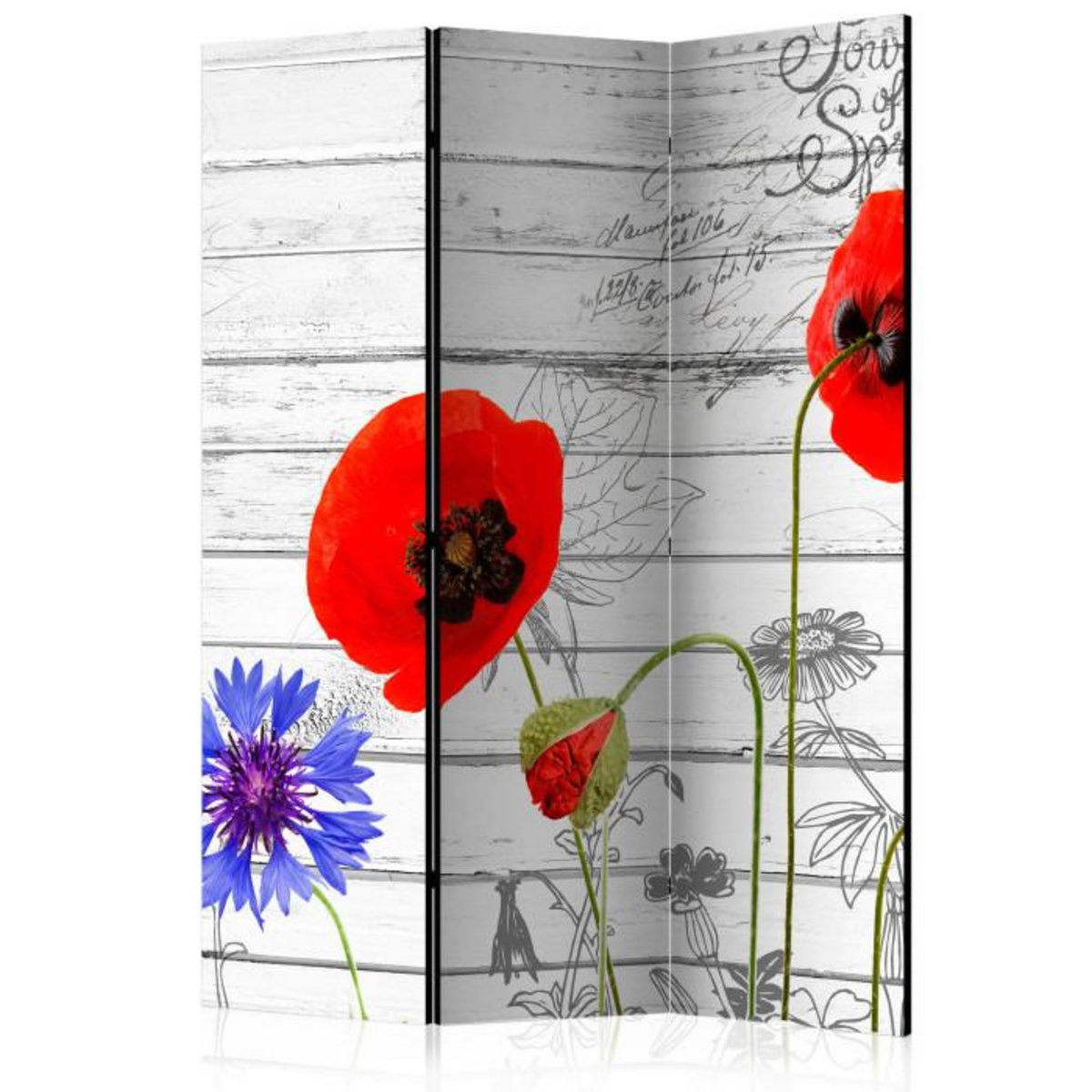 Paris Prix Paravent 3 Volets  Wildflowers  135x172cm