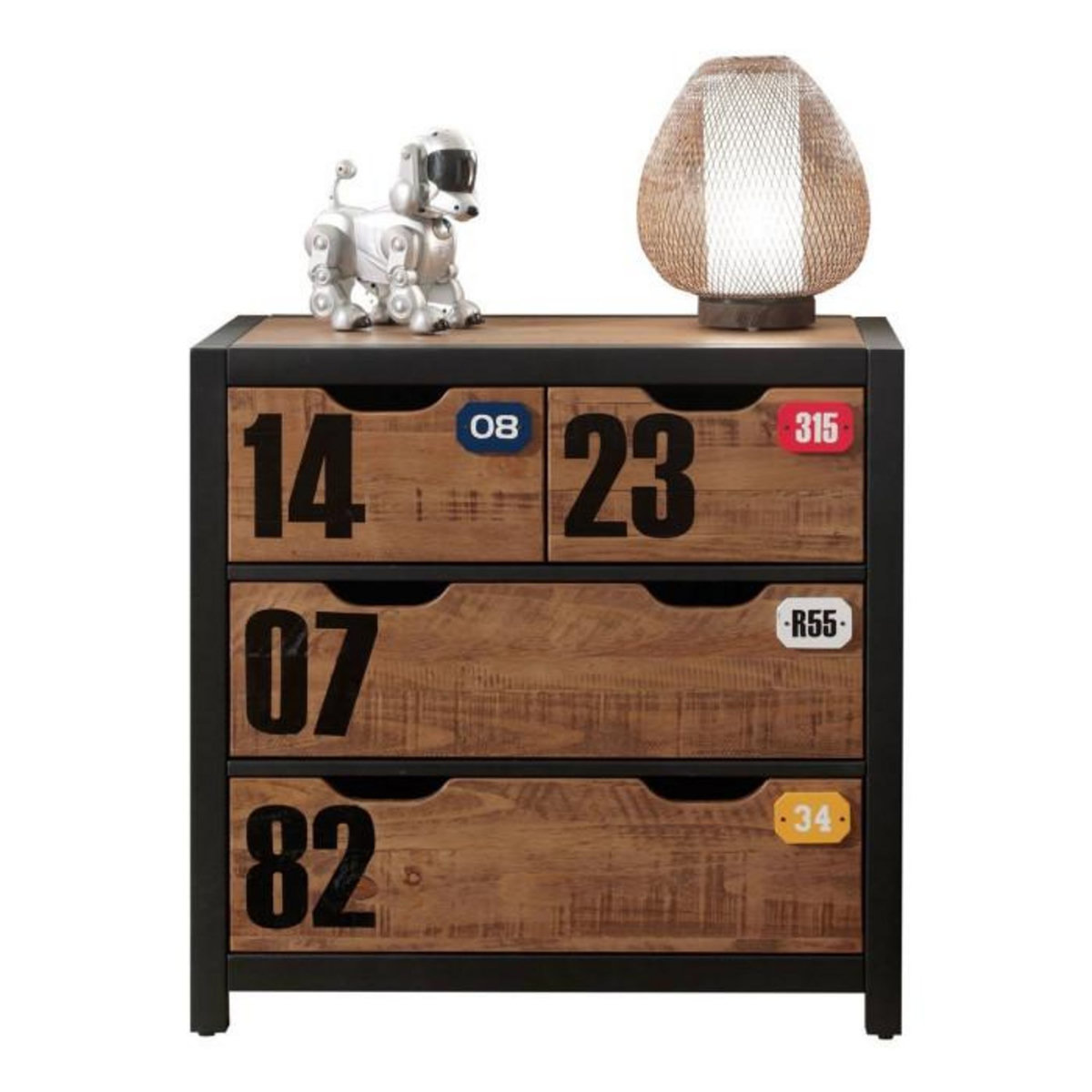 Paris Prix Commode 3 Tiroirs  Alex  83cm Marron & Noir