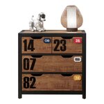 Paris Prix Commode 3 Tiroirs  Alex  83cm Marron & Noir