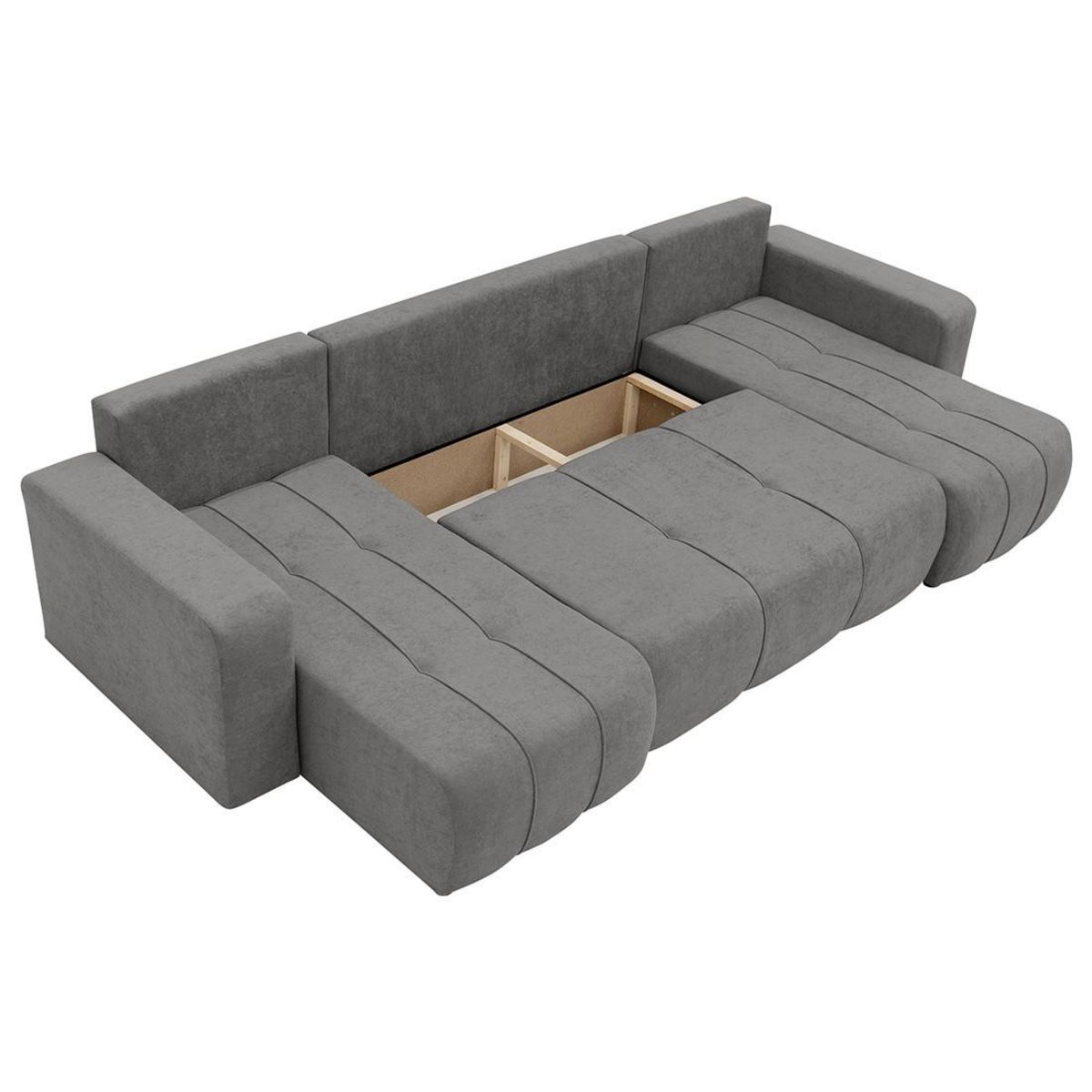 BEST MOBILIER Nicole - canapé panoramique en u 7 places convertible avec coffre en tissu