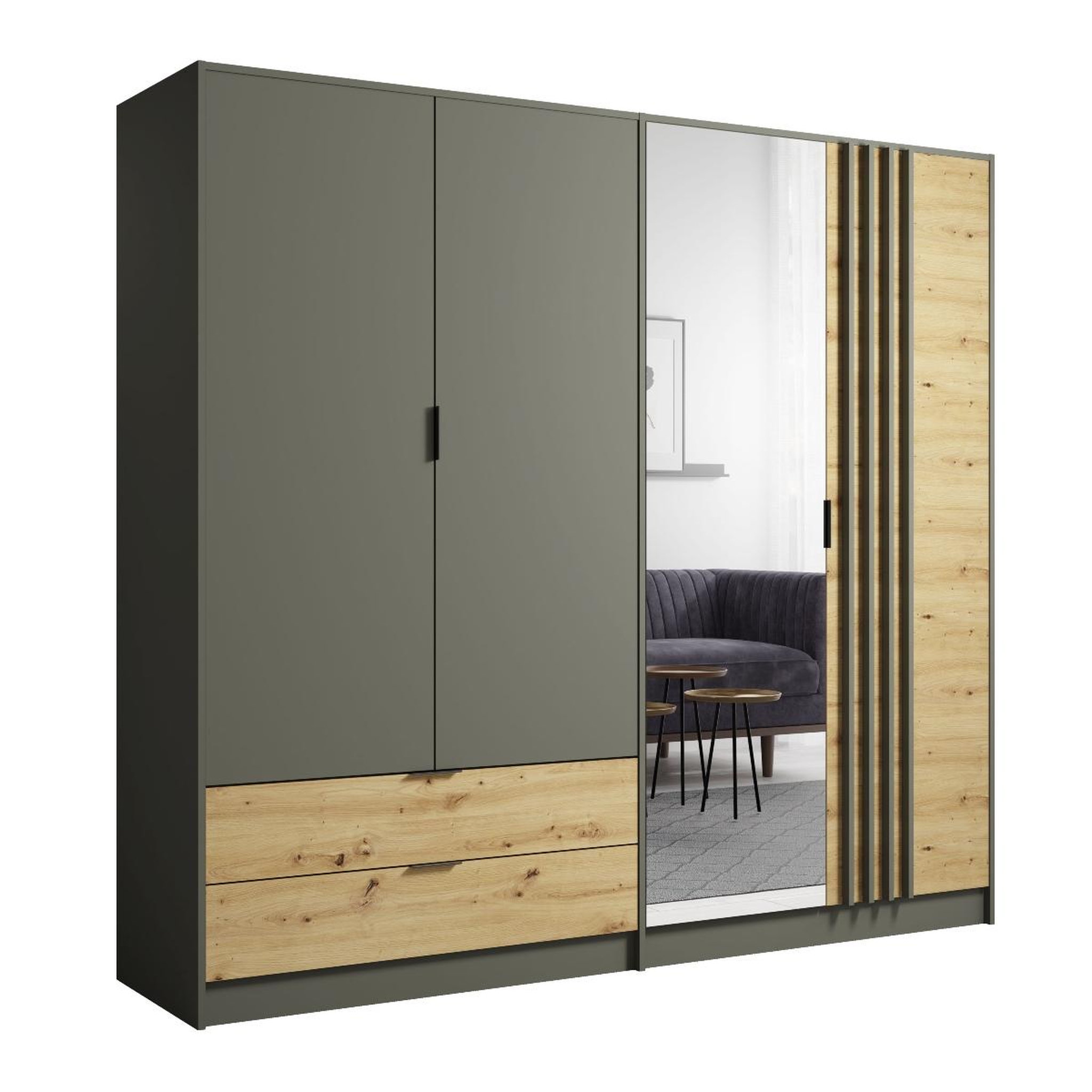 Voir la diapositive 4 : JLC KREATION Armoire adulte moderne avec miroir 220cm murano