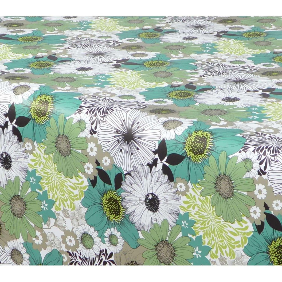 HABITABLE Nappe en toile cirée rectangulaire Champs - 140 x 250 cm - Vert