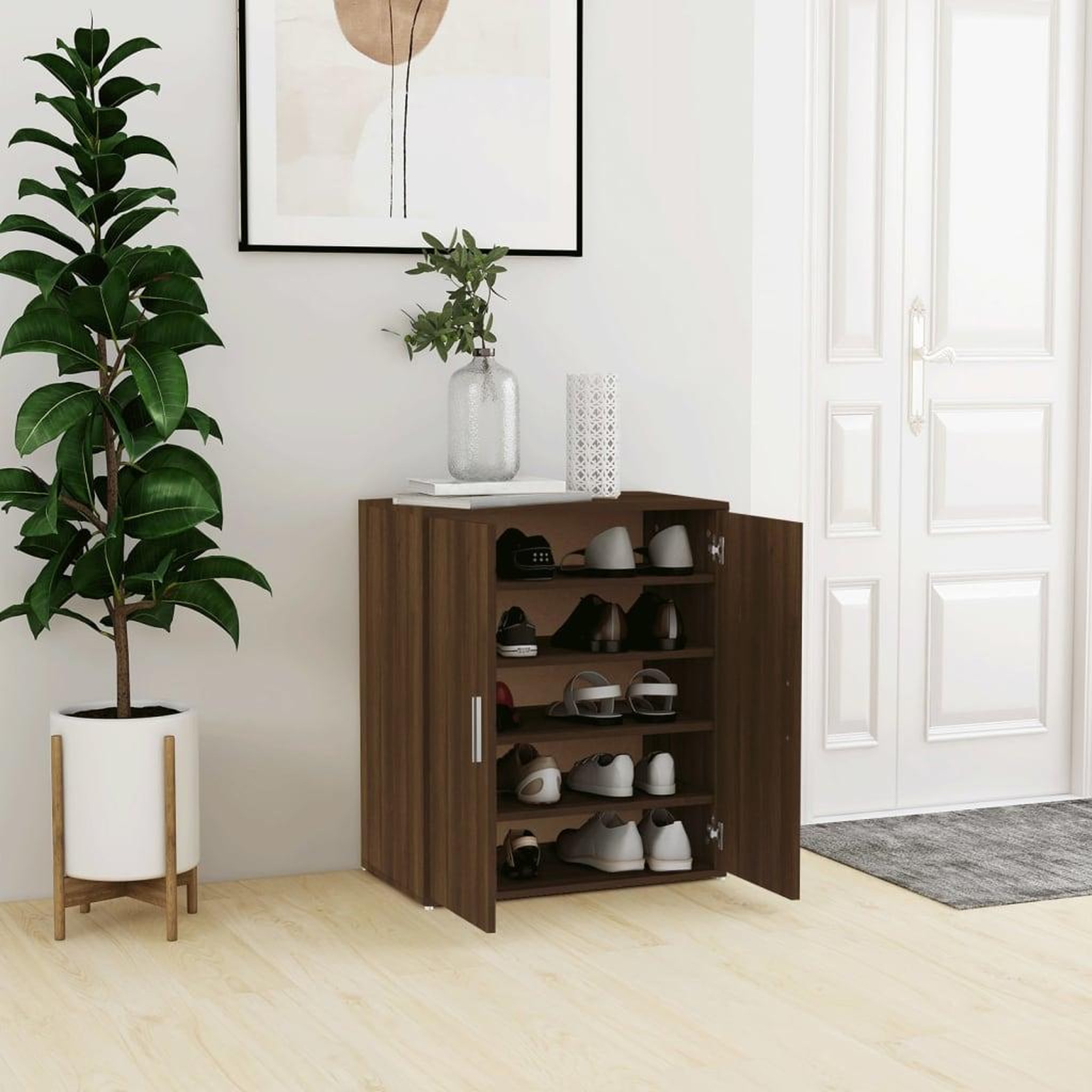 Voir la diapositive 1 : VIDAXL Meuble a chaussures Chene marron 60x35x70 cm Bois d'ingenierie
