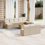 VIDAXL Salon de jardin 11 pcs avec coussins beige resine tressee