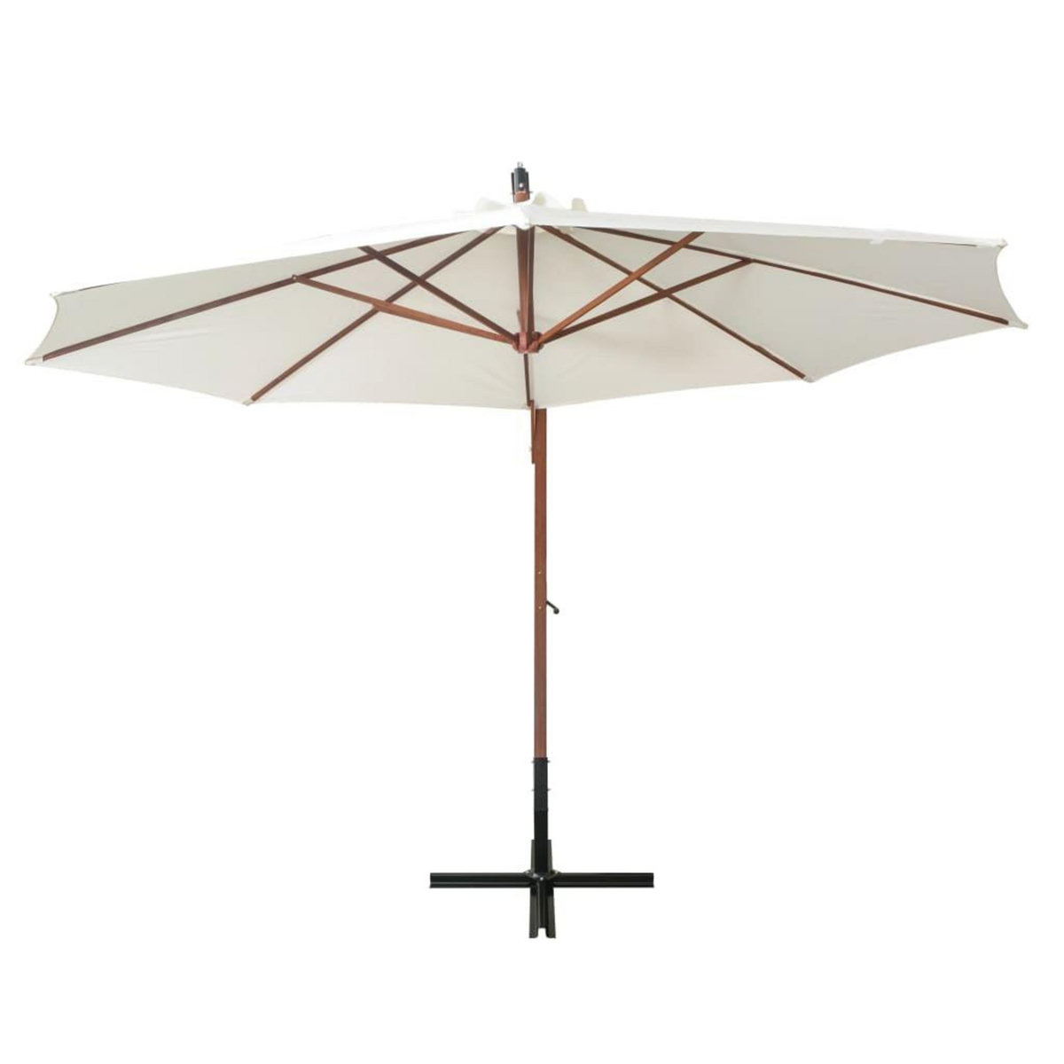 VIDAXL Parasol suspendu avec poteau en bois 350 cm blanc