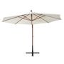 Voir la diapositive 3 : VIDAXL Parasol suspendu avec poteau en bois 350 cm blanc