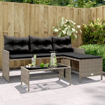 VIDAXL Canape de jardin avec table et coussins en forme de L gris