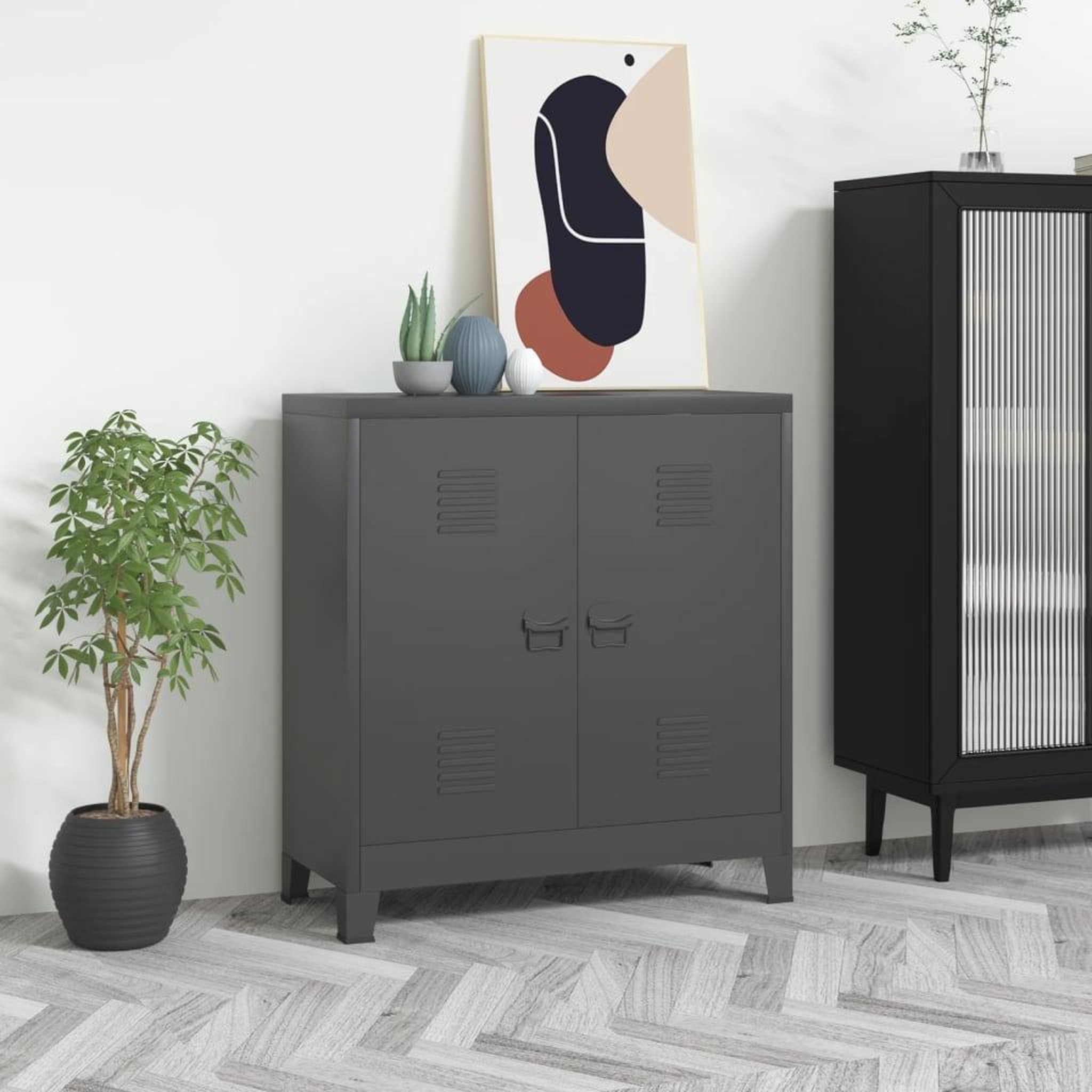 VIDAXL Coffre de rangement industriel Anthracite 90x40x100 cm Acier