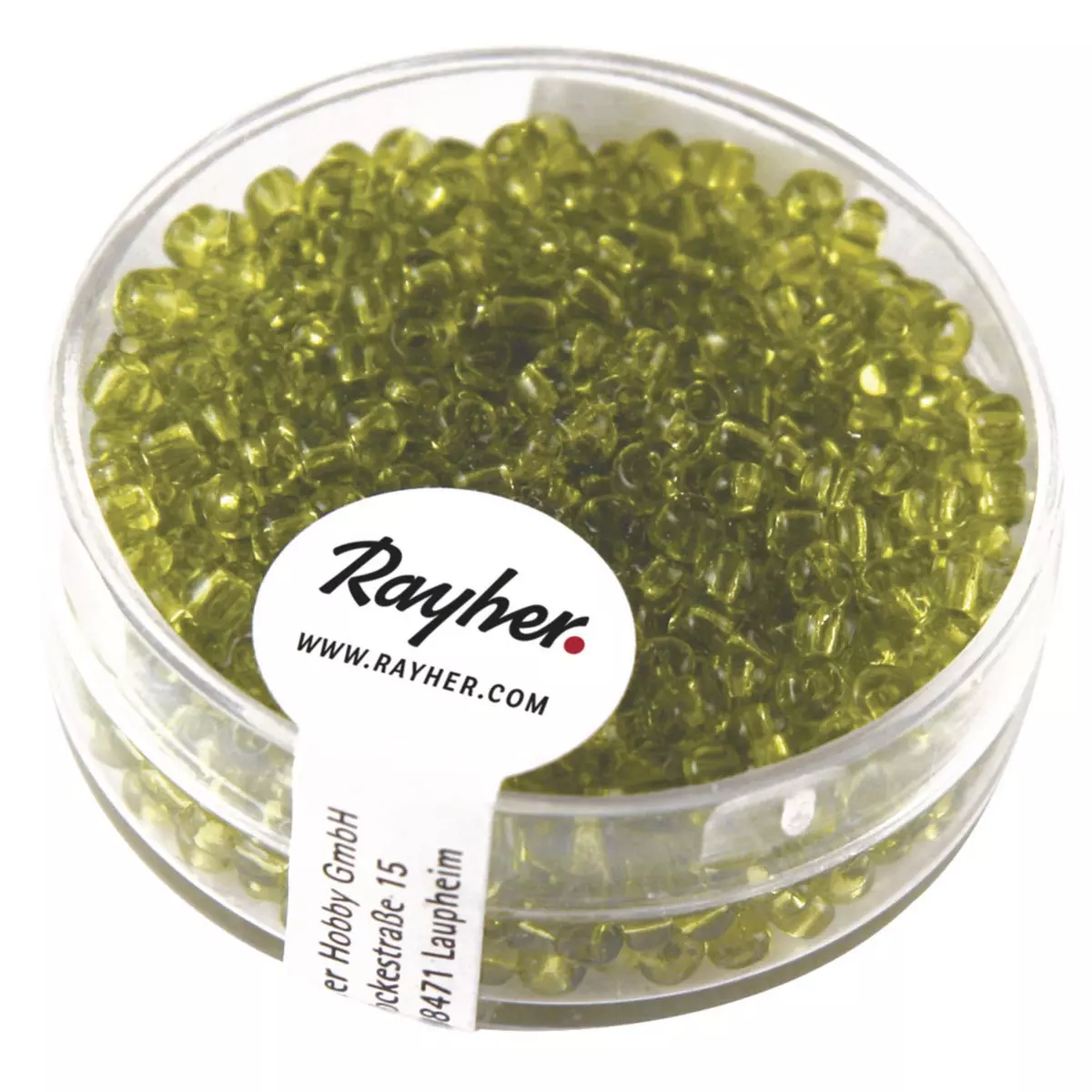Rayher Rocailles, 2,6 mm ø, transparentes, vert clair, boîte 17g