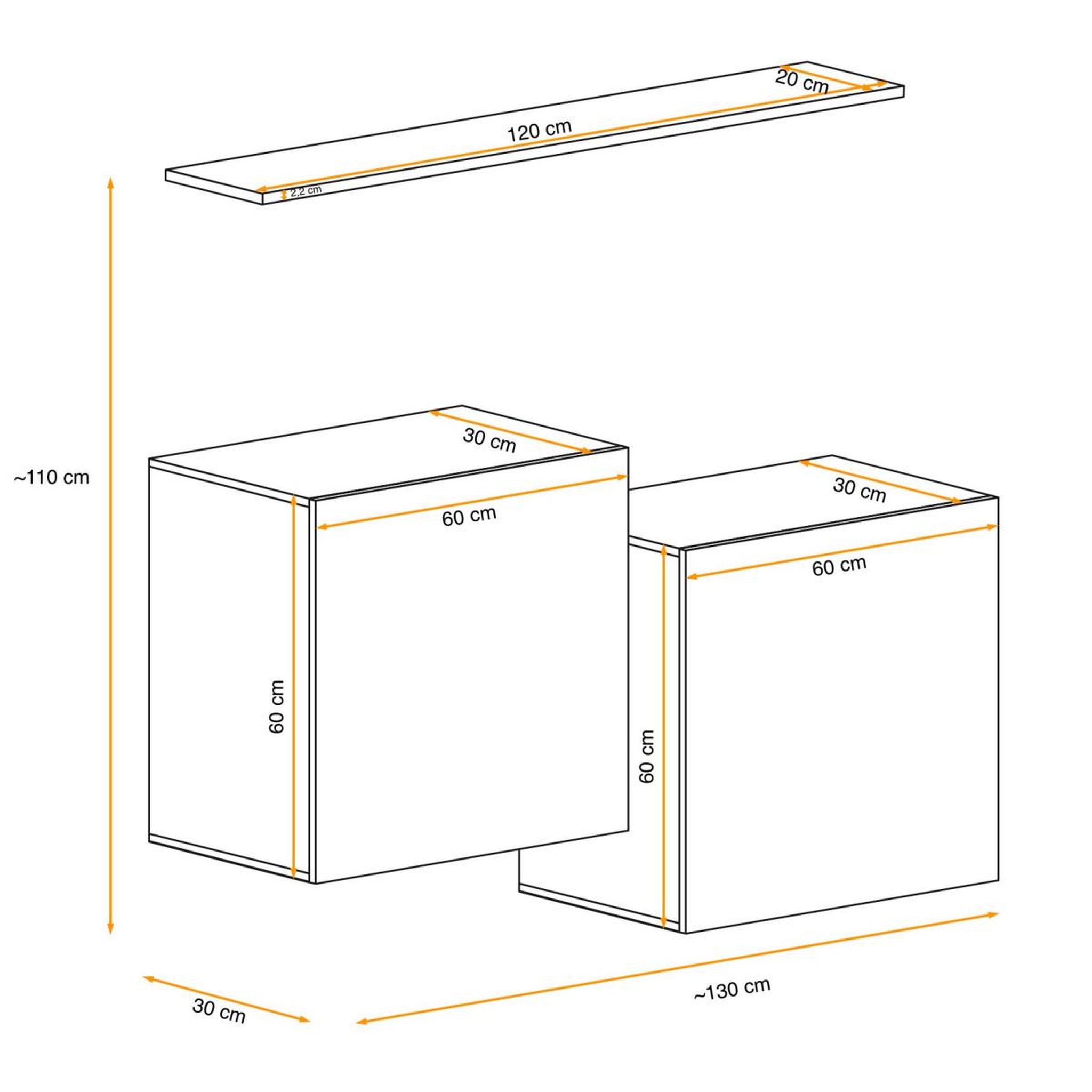Voir la diapositive 2 : Paris Prix Lot de 2 blocs & étagère  switch sbi  130cm naturel