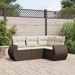 VIDAXL Salon de jardin 4 pcs avec coussins marron resine tressee