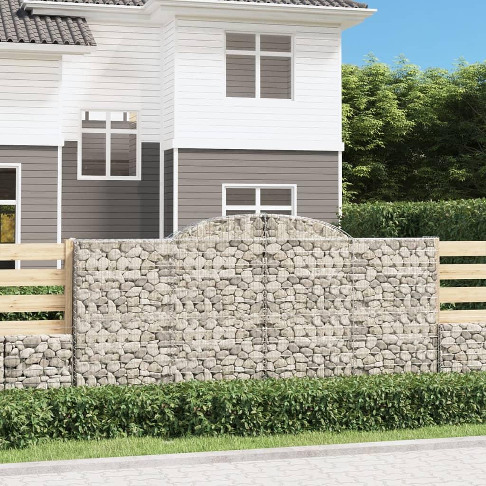 VIDAXL Paniers a gabions arques 9 pcs 300x50x140/160 cm fer galvanise
