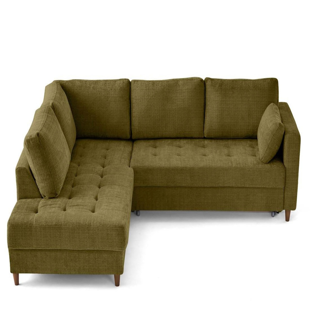 LISA DESIGN Anna - canapé d'angle gauche 5 places convertible en velours texturé