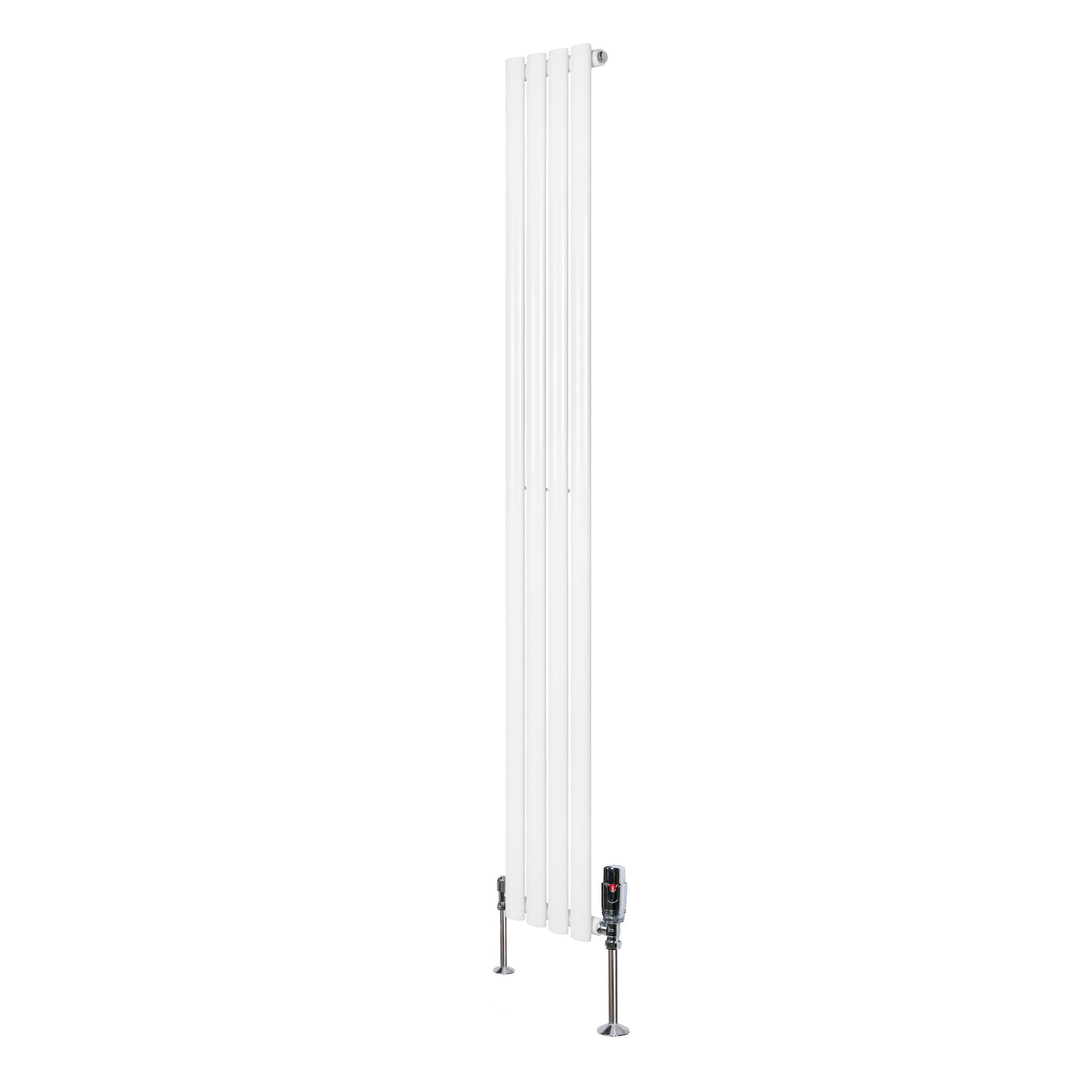 MONSTERSHOP Radiateur à colonnes ovales & vannes, 1 panneau - 1800 x 240 mm. Coloris disponibles : Blanc, Noir, Gris