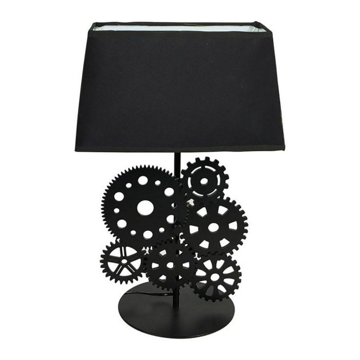 OSTARIA Lampe bois noir tissu rouages
