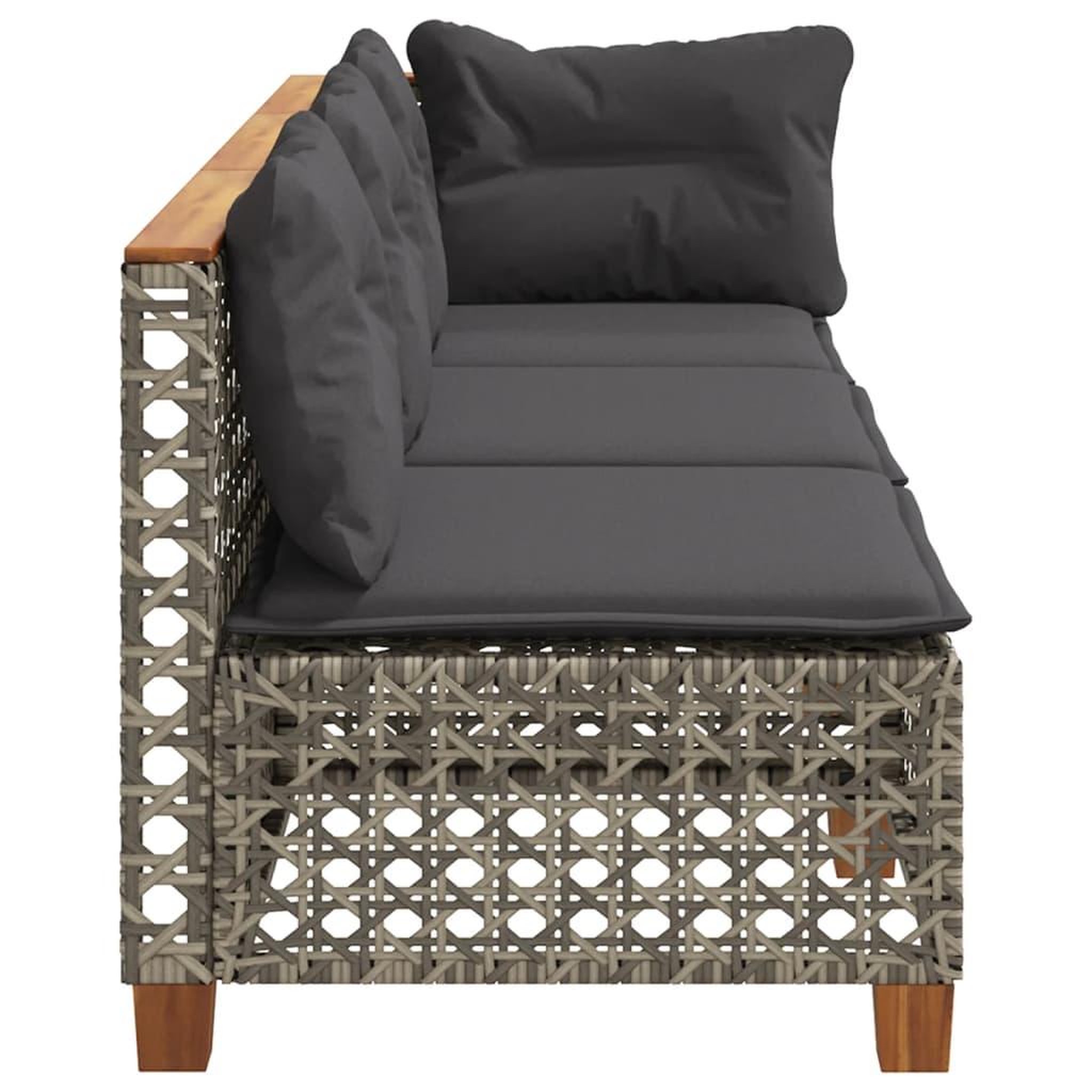 Voir la diapositive 5 : VIDAXL Canape de jardin avec coussins 3 places gris resine tressee