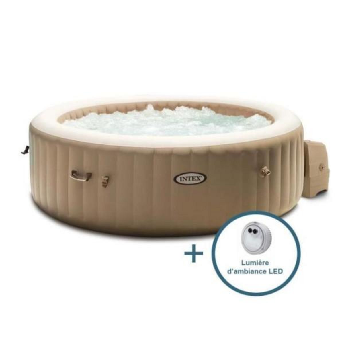 INTEX Spa gonflable INTEX - Sahara - 196 x 71 cm - 4 places - Rond - 28426FR + Lumiere d'ambiance LED