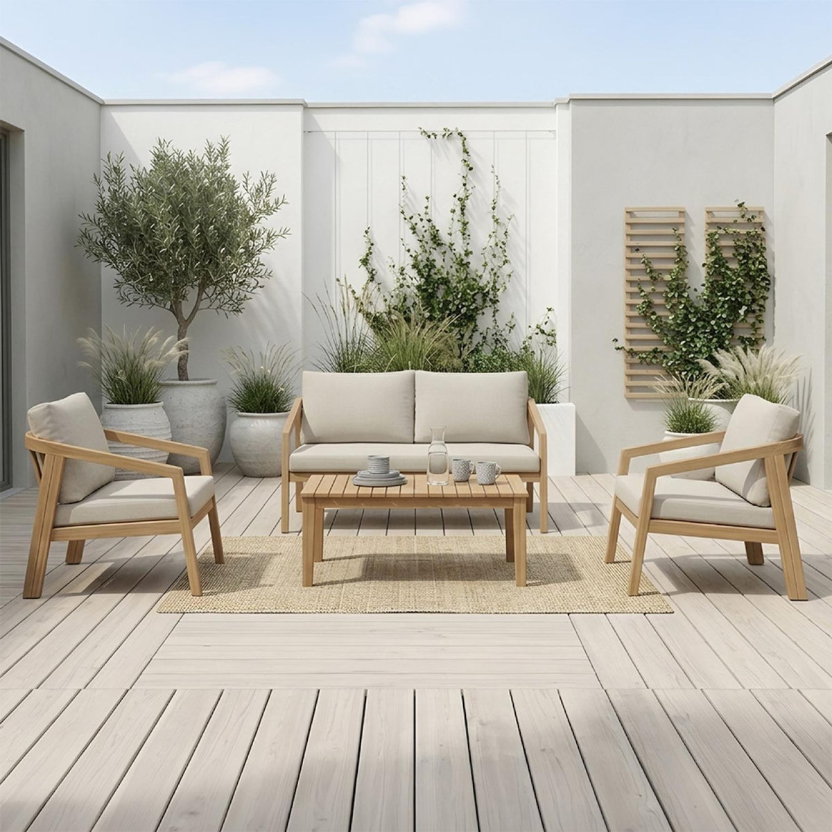 CONCEPT USINE Salon de jardin 4 places en acacia SAPA