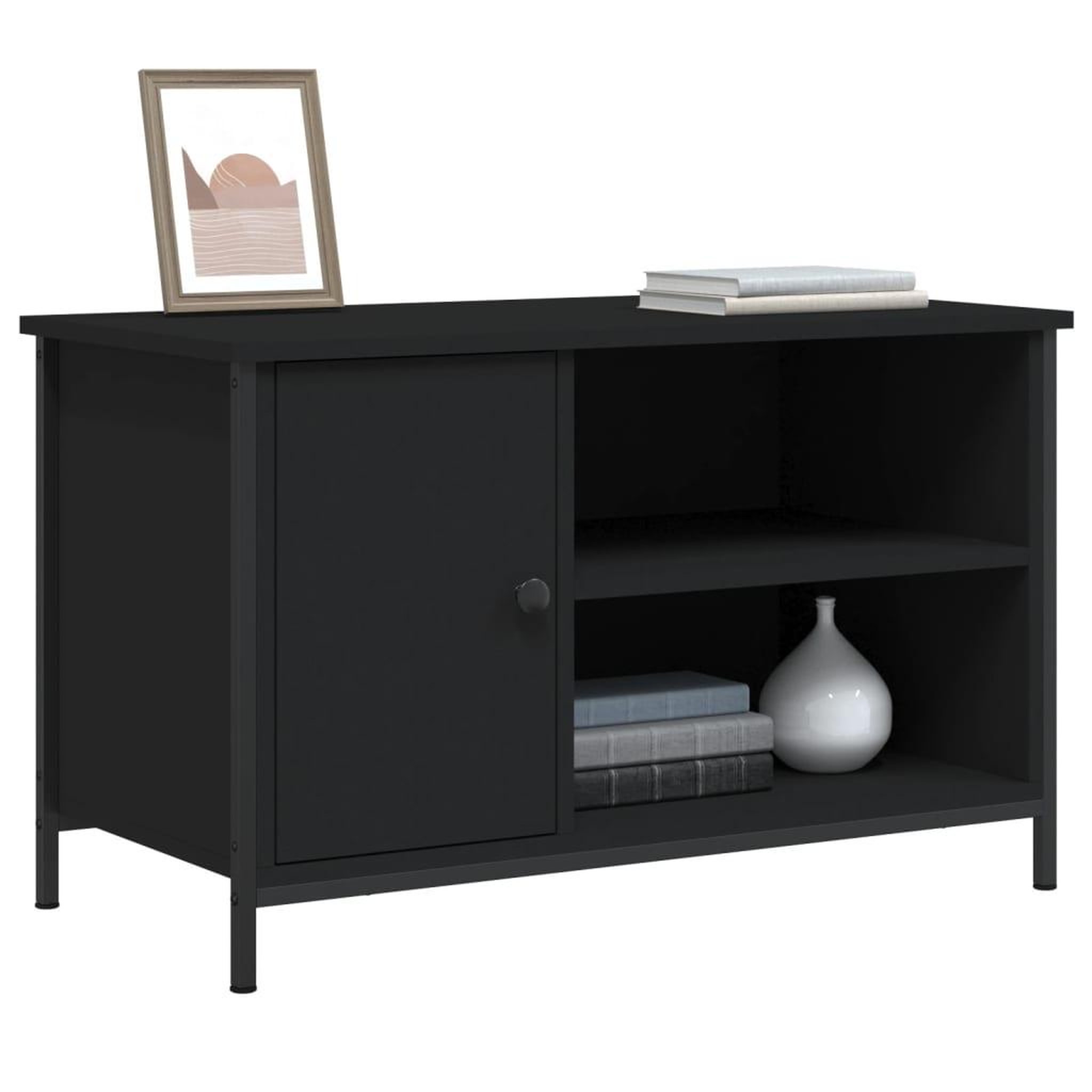 Voir la diapositive 3 : VIDAXL Meuble TV Noir 80x40x50 cm Bois d'ingenierie