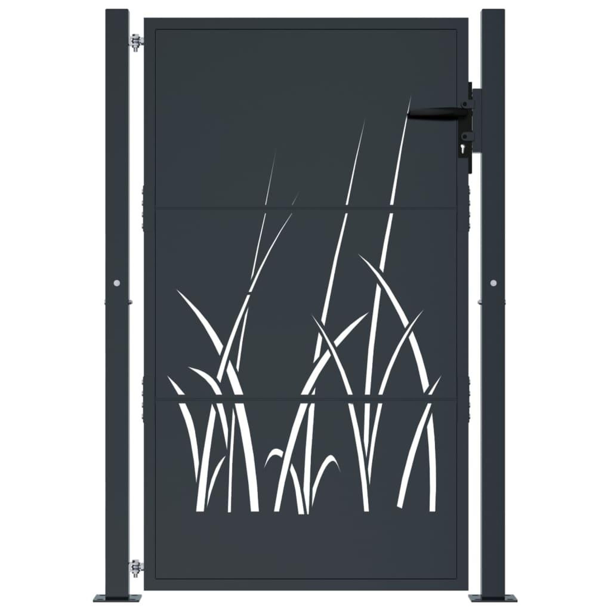 Voir la diapositive 3 : VIDAXL Portail de jardin anthracite 105x130cm acier conception d'herbe