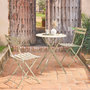 Voir la diapositive 2 : SWEEEK Table de jardin bistrot pliante métal + 2 assises beige Ø60 x 70cm. acier thermolaqué