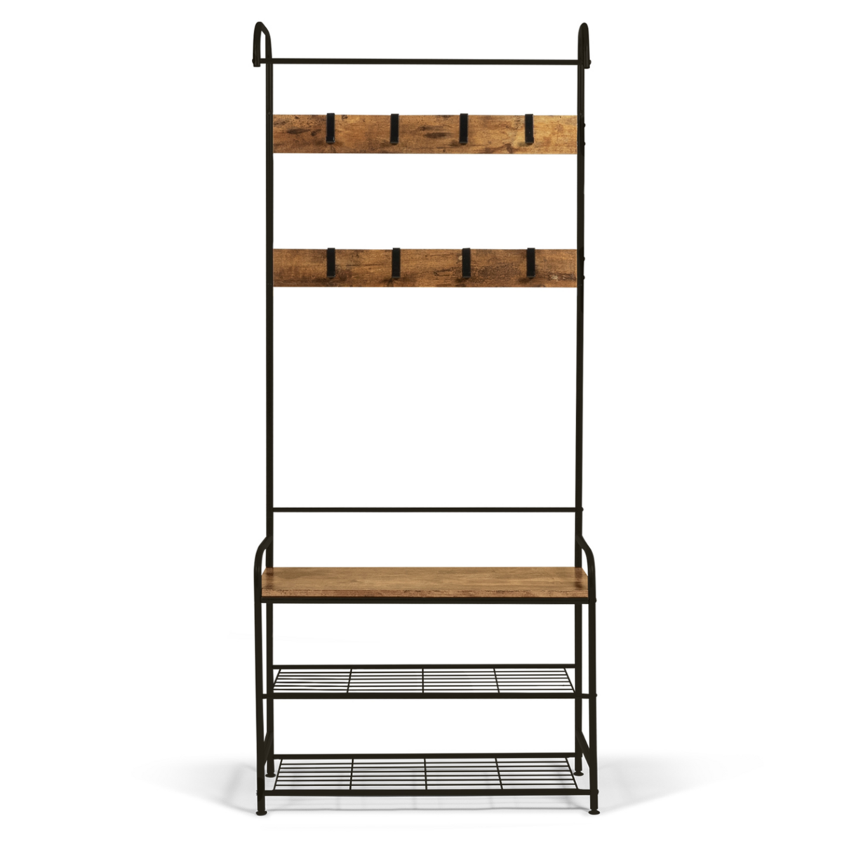 ID MARKET Vestiaire d'entrée PEDRO 79 cm bois et noir design industriel