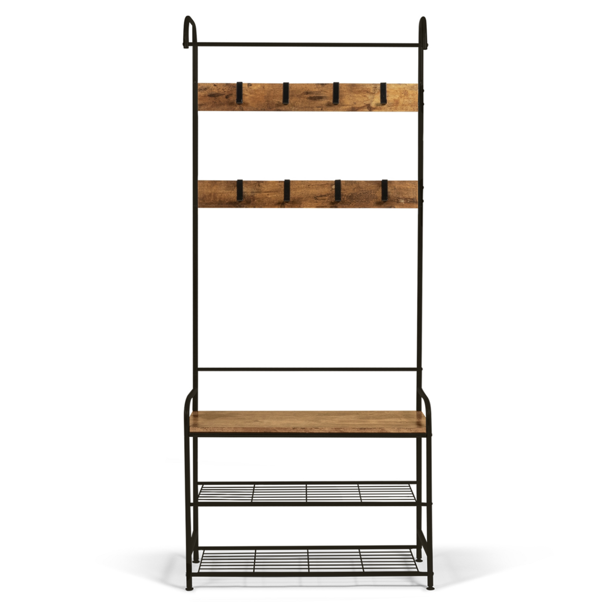 ID MARKET Vestiaire d'entrée PEDRO 79 cm bois et noir design industriel