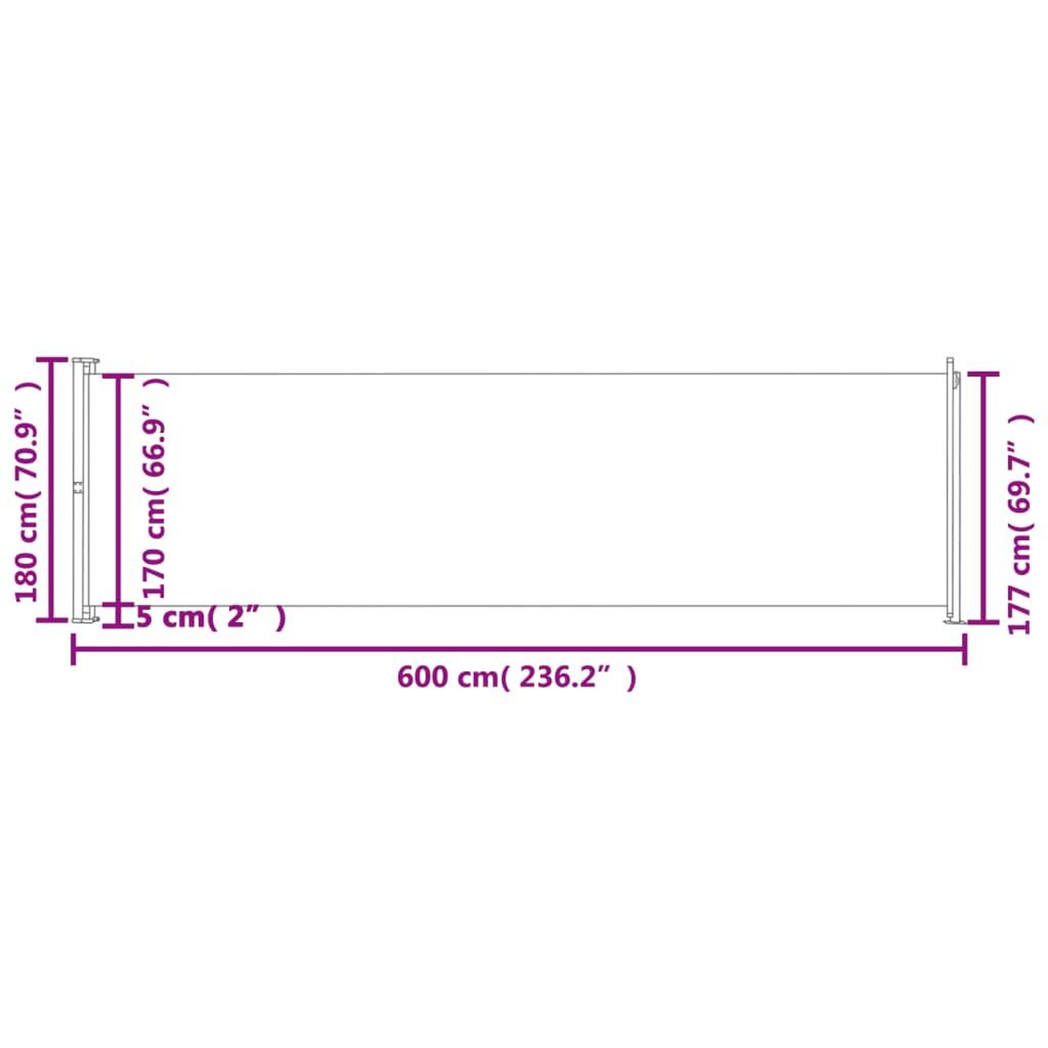 Voir la diapositive 6 : VIDAXL Auvent lateral retractable de patio 180x600 cm Gris