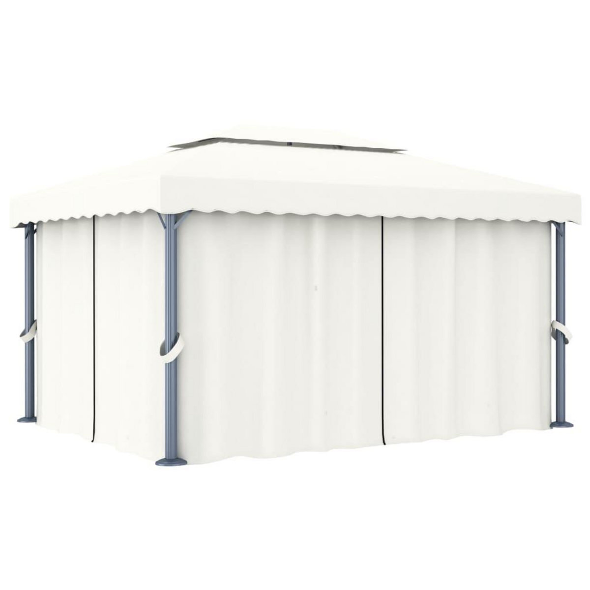 VIDAXL Tonnelle avec rideau 4x3 m Blanc creme Aluminium
