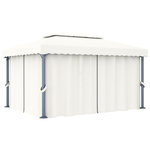 VIDAXL Tonnelle avec rideau 4x3 m Blanc creme Aluminium