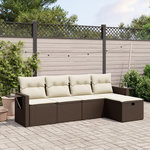 VIDAXL Salon de jardin avec coussins 5 pcs marron resine tressee
