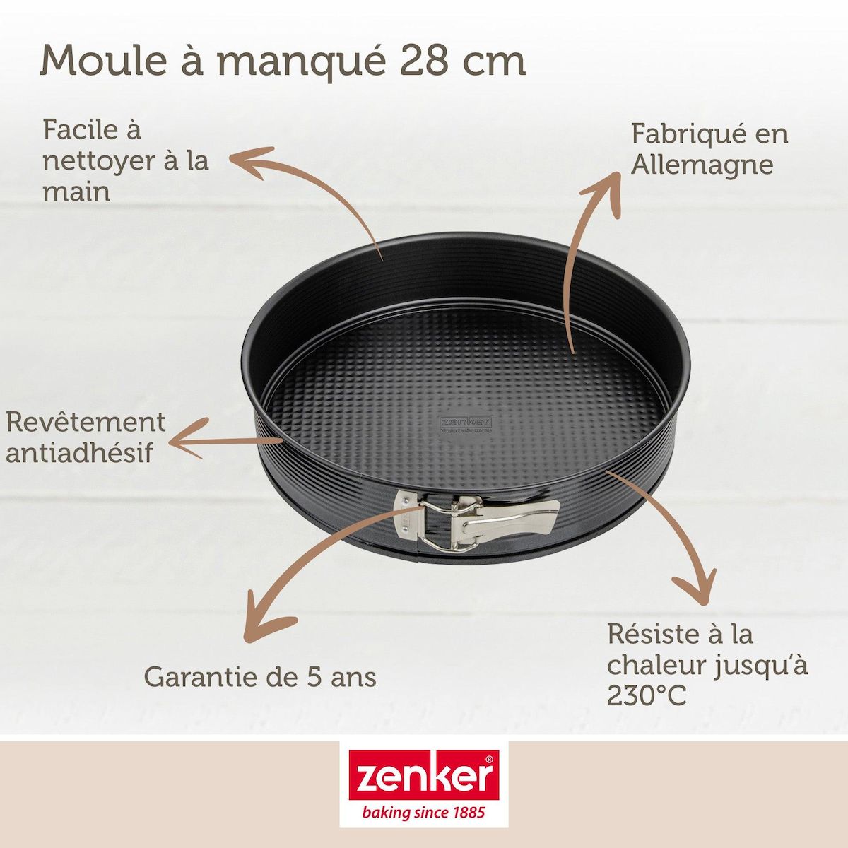 ZENKER Set pâtisserie avec moule à manqué de 28 cm, 2 bols à mixer, verre mesureur et spatule Zenker