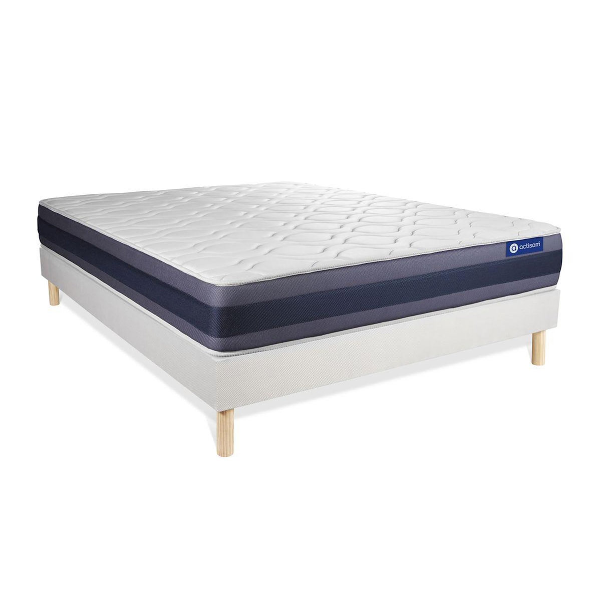 ACTISOM Ensemble matelas Latex+Mémoire de forme ACTILATEX MORPHO 160x200 Maxi épaisseur 5zones de confort + sommier KIT blanc