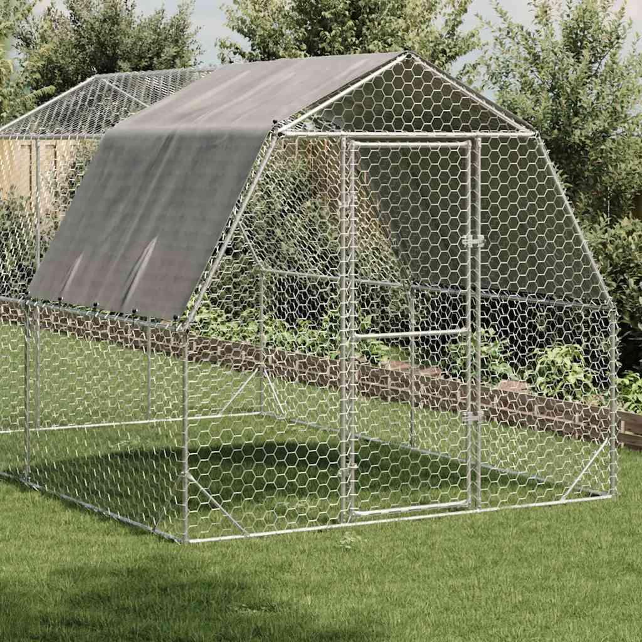 Voir la diapositive 2 : VIDAXL Poulailler avec toit 2,5x4x2,25 m acier galvanise